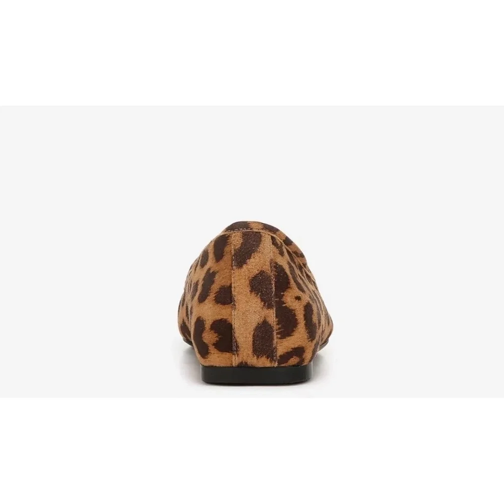 Vionic Orinda Tan Leopard Print Suede Square Toe Ballet Flats Womens 10 M NEW